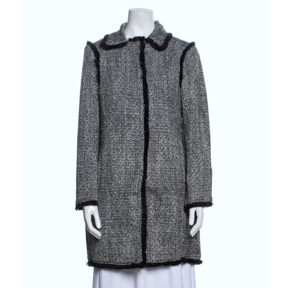 NWT Cupcakes and Cashmere Tweed Navy Blue Coat Womens‎ S Fringe Hem Lightweight